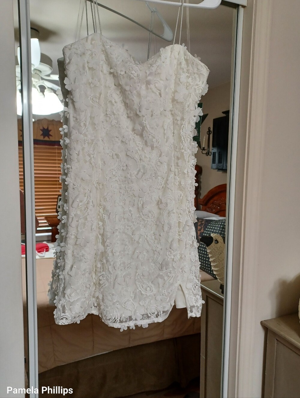 wild fable White Floral Appliqué Spaghetti Strap Mini Dress
